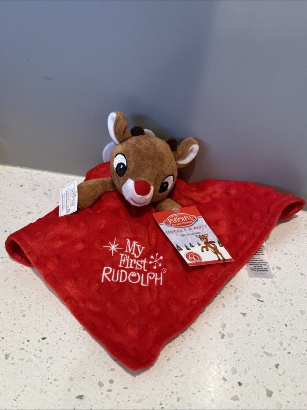 Rudolph Reindeer Red Snuggle Blanket and Rattle My First Rudolph